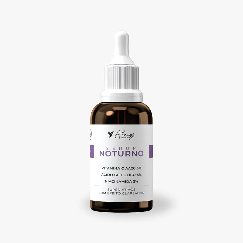 Sérum Noturno 3 em 1 Rejuvenescedor da Pele Anti-Idade e Clareador (Ácido Glicólico, Niacinamida e Vit)C 30ml