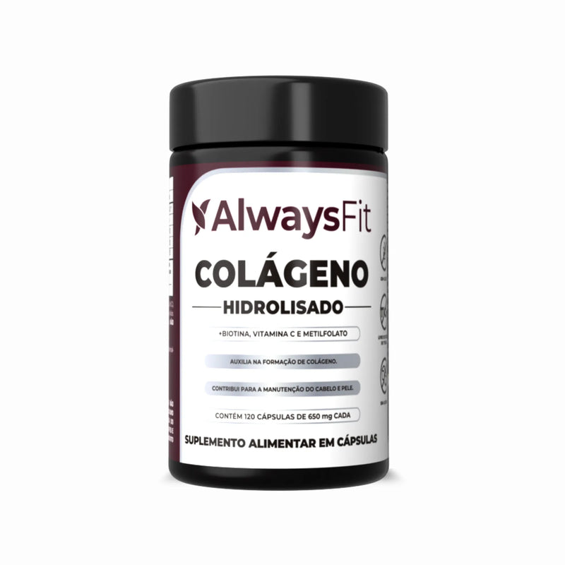 Colágeno Hidrolisado com Biotina, Metilfolato (B9) e Vitamina C - 120 Cápsulas