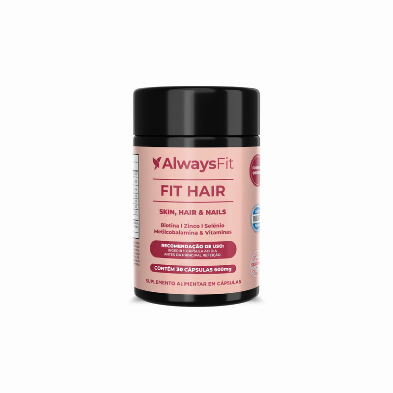 FitHair® - Biotina, Zinco, Ferro, Cobre, Cisteína e + Vitaminas - 30 Cápsulas