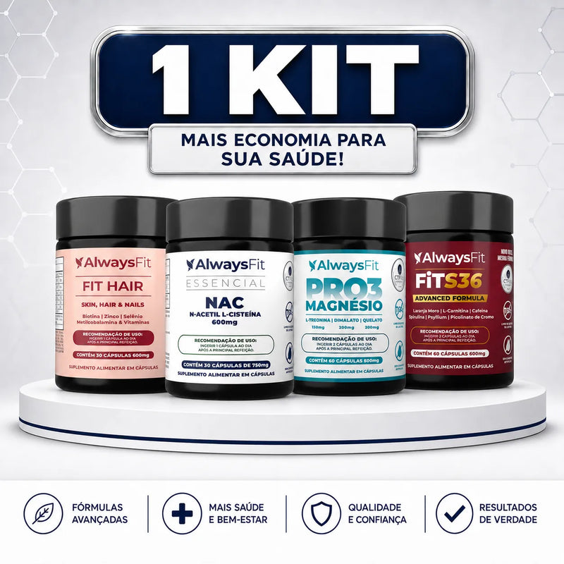 Kit - Fit Hair + NAC + Pro3Magnésio + FitS36