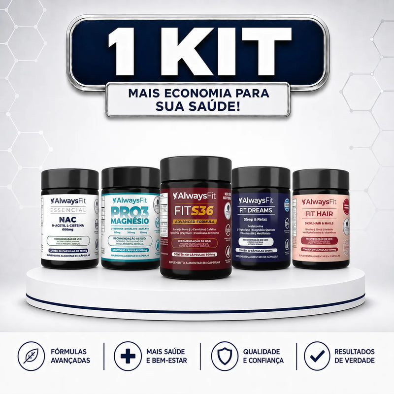 KIT 2 - FitHair + NAC + Pro3Magnésio + FitS36 + FitDreams