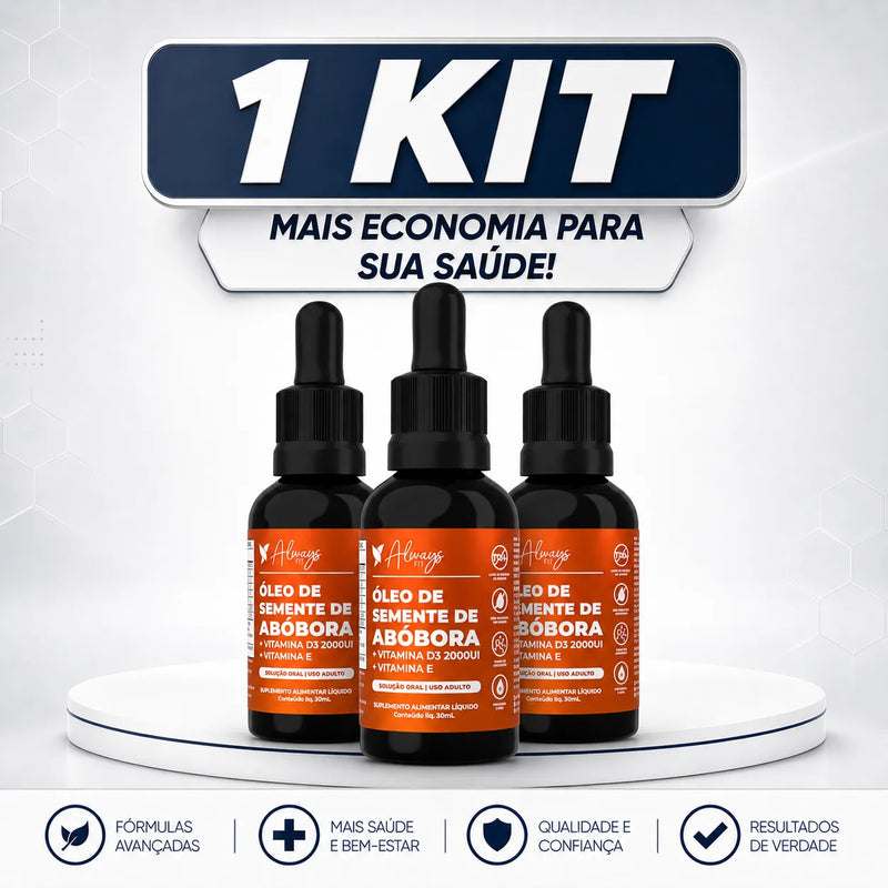Kit 3 Óleos de Semente de Abóbora com Vitaminas D3 e E