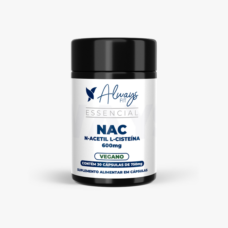 N-Acetil L-Cisteína NAC - 600mg - Precursor da Glutationa - 30 Cápsulas