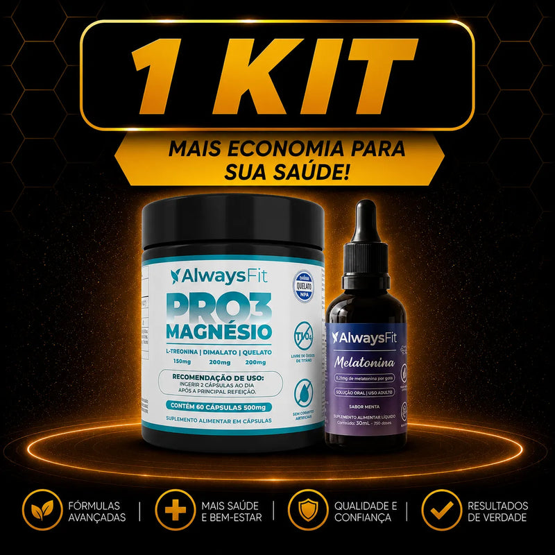 Kit Pro3Magnésio e Melatonina em Gotas