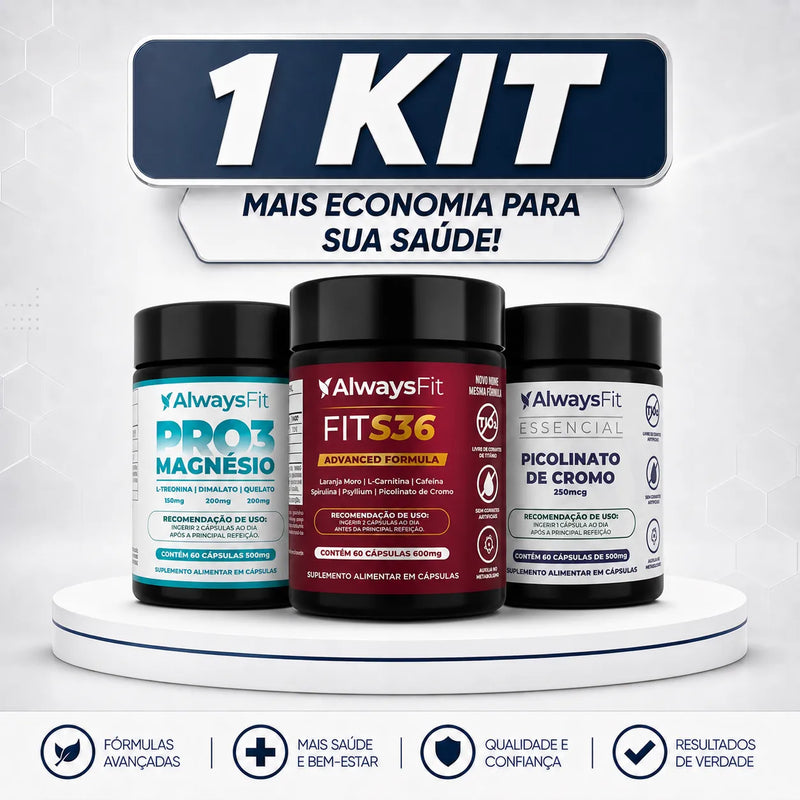 Kit Pro3Magnesio - Picolinato de Cromo + Fit S36