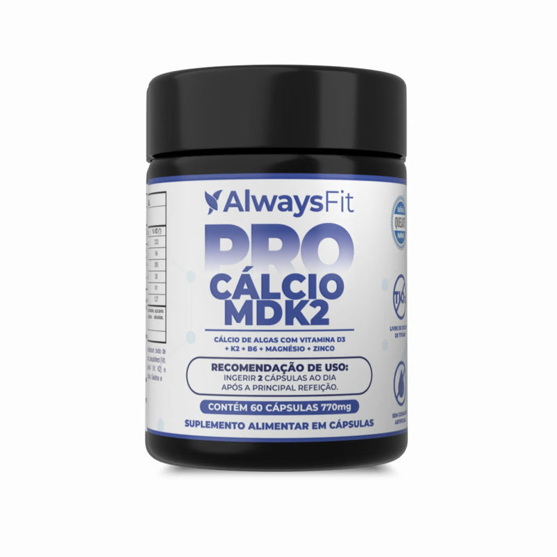 Pro Cálcio MDK2 - Cálcio de Algas, Vitamina D3, Vitamina K2 MK-7, Magnésio, Vitamina B6 e Zinco - 60 Cápsulas