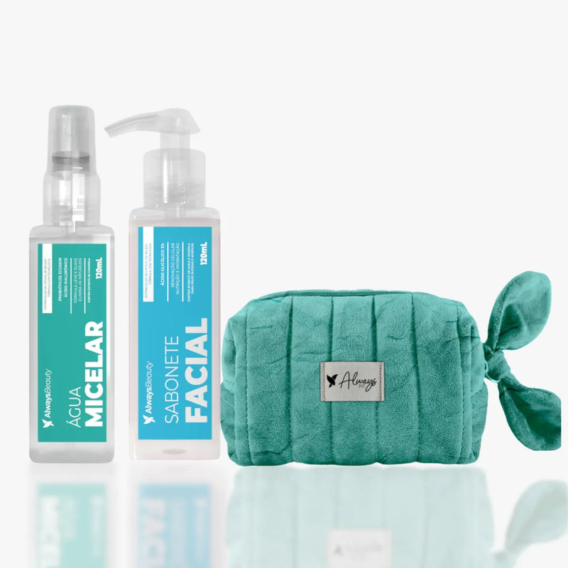 Kit Limpeza Facial + Necessaire Always Fit Turquesa