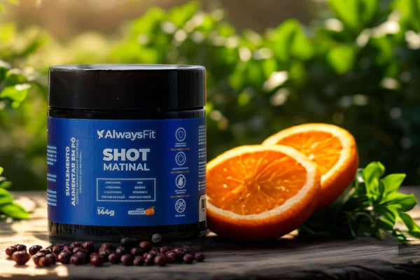 Pote de Shot Matinal com fatias de laranja