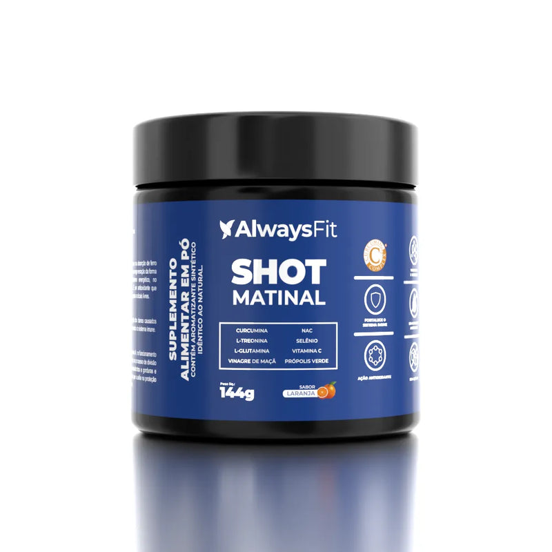 Shot Matinal Always Fit - Blend exclusivo de Curcumina, Glutamina, NAC, Vinagre de Maçã, Própolis Verde, Vit. C e +