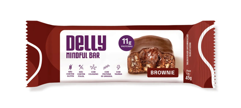 Delly Mindful Bar – Sabor Brownie com Taurina e Vitamina B12 | Clareza Mental e Foco
