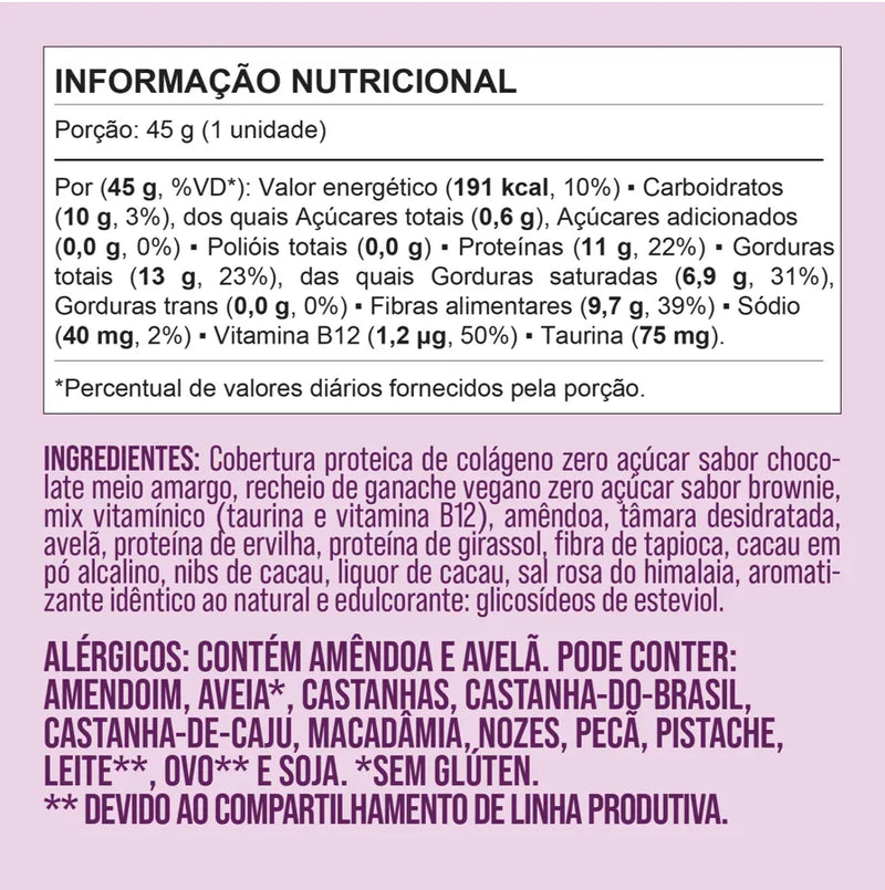 Delly Mindful Bar – Sabor Brownie com Taurina e Vitamina B12 | Clareza Mental e Foco