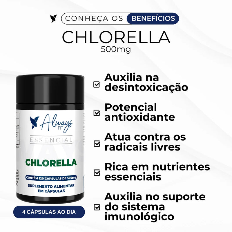 Chlorella 100% Pura - Super Alimento Verde - 120 Cápsulas