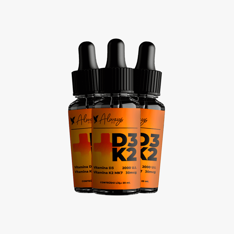 Vitamina D3+K2 (MK-7) em Gotas - 2000 UI D3 e 30 mcg K2 por Dose - 20ml