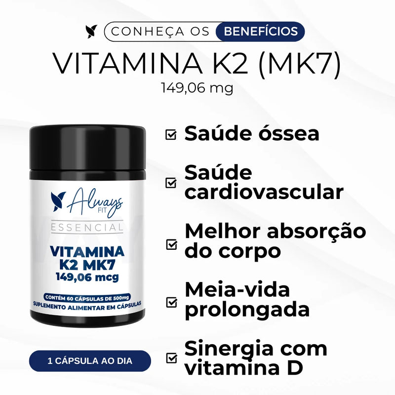 Vitamina K2 MK-7 - 149mcg - 60 Cápsulas