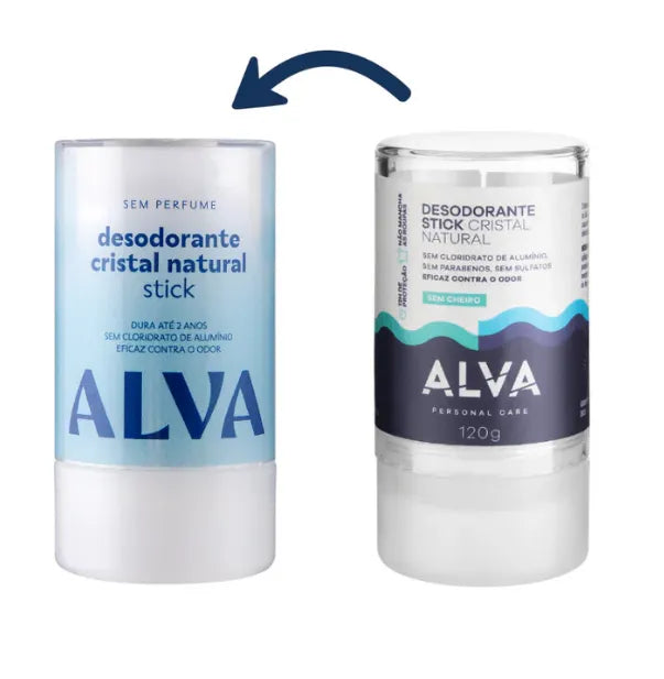 Alva - Desodorante Natural Sem Alumínio Cristal Stick Vegano 120g| Proteção Natural e Eficaz