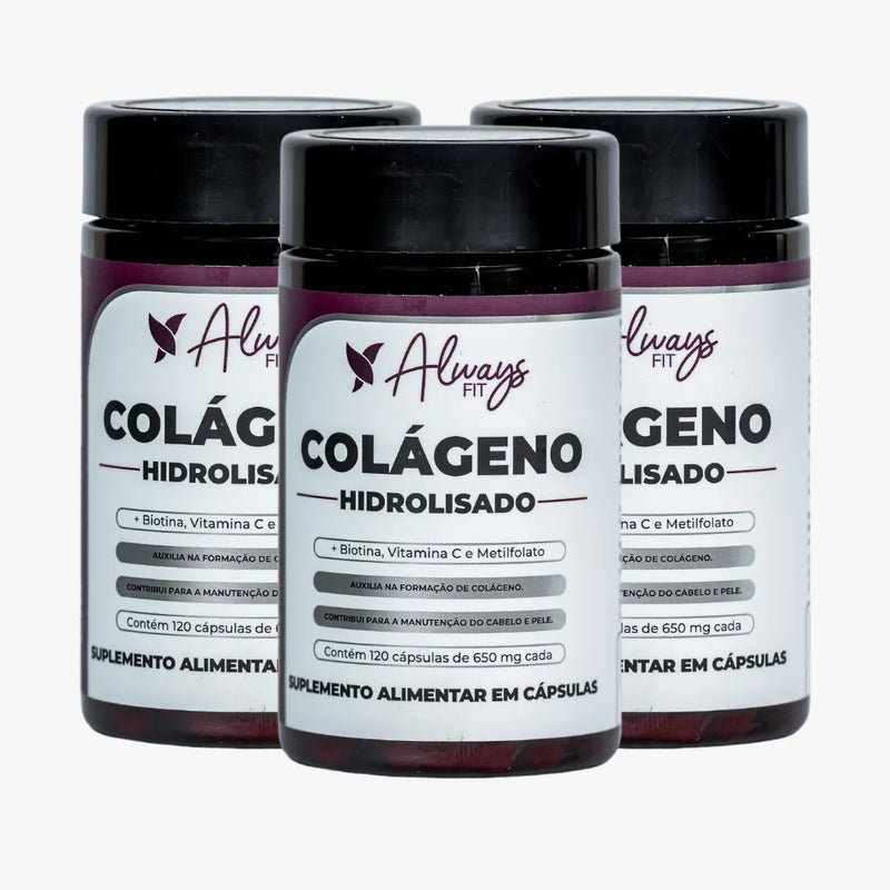 Colágeno Hidrolisado com Biotina, Metilfolato (B9) e Vitamina C - 120 Cápsulas