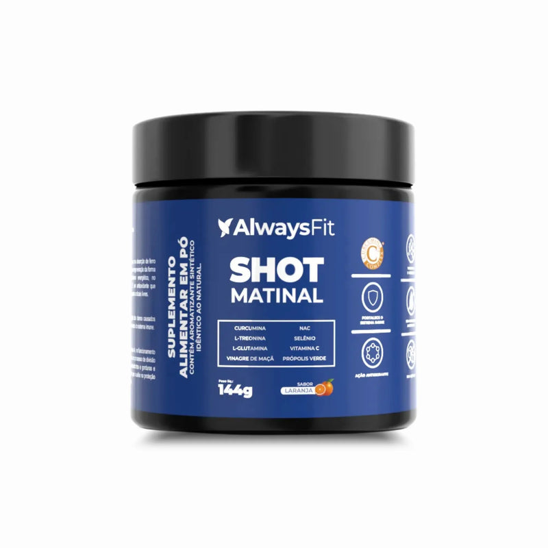 Shot Matinal Always Fit - Blend exclusivo de Curcumina, Glutamina, NAC, Vinagre de Maçã, Própolis Verde, Vit. C e +