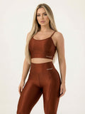 Conjunto Legging e Top Poliamida Canelado Chocolate- Always Fit