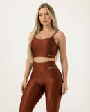Conjunto Legging e Top Poliamida Canelado Chocolate- Always Fit