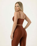 Conjunto Legging e Top Poliamida Canelado Chocolate- Always Fit