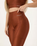 Conjunto Legging e Top Poliamida Canelado Chocolate- Always Fit
