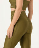 Conjunto Legging e Top Poliamida Canelado Militar  - Always Fit