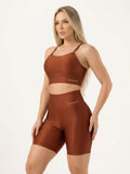 Conjunto Short e Top Poliamida Premium Chocolate - Always Fit