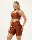 Conjunto Short e Top Poliamida Premium Chocolate - Always Fit