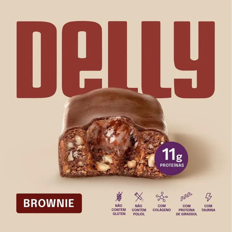 Delly Mindful Bar – Sabor Brownie com Taurina e Vitamina B12 | Clareza Mental e Foco