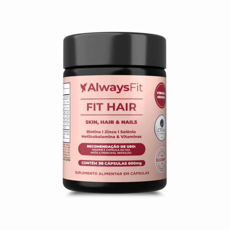 FitHair - Biotina, Zinco, Ferro, Cobre, Cisteína e + Vitaminas - 30 Cápsulas