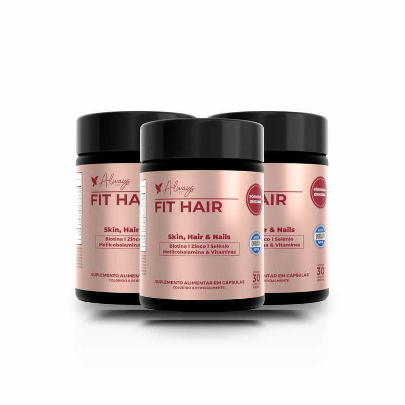 FitHair® - Biotina, Zinco, Ferro, Cobre, Cisteína e + Vitaminas - 30 Cápsulas