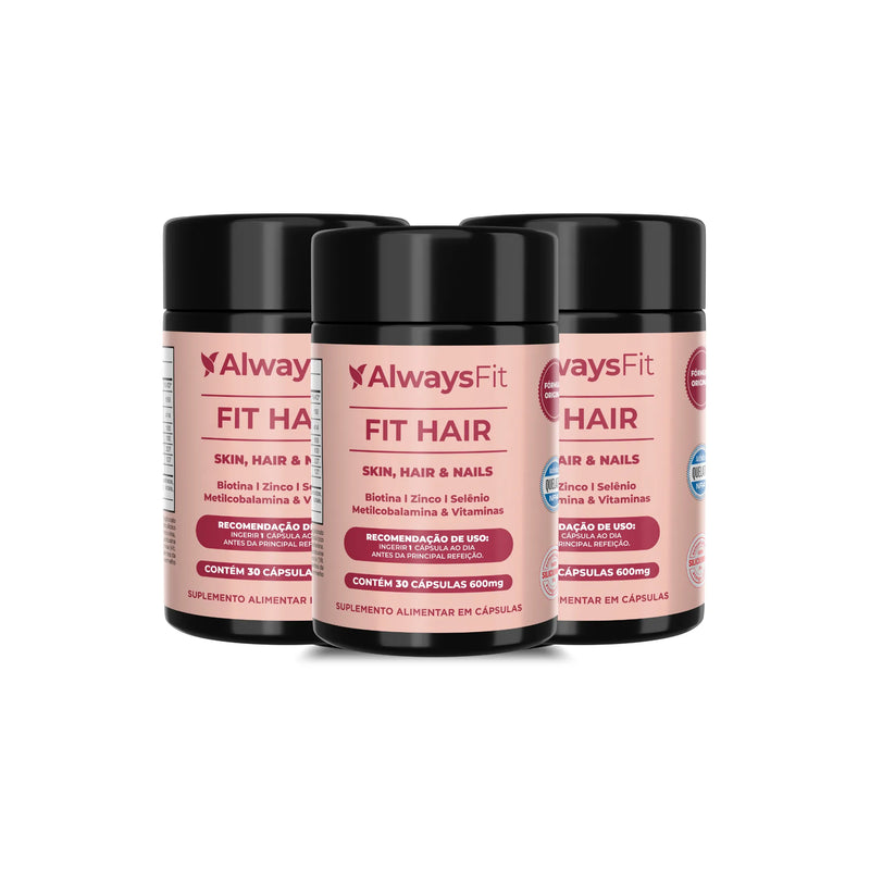 FitHair® - Biotina, Zinco, Ferro, Cobre, Cisteína e + Vitaminas - 30 Cápsulas