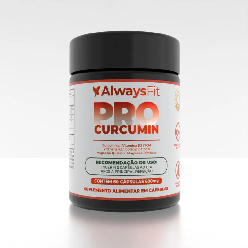 ProCurcumin C3 Complex® - Dor Muscular e Articular Curcumina (Cúrcuma), Vitamina D3, K2, Magnésio, Colágeno Tipo 2 e TCM - 60 Cápsulas