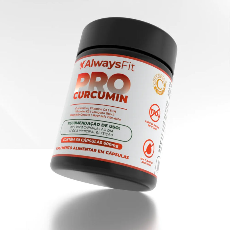 ProCurcumin C3 Complex® - Dor Muscular e Articular Curcumina (Cúrcuma), Vitamina D3, K2, Magnésio, Colágeno Tipo 2 e TCM - 60 Cápsulas