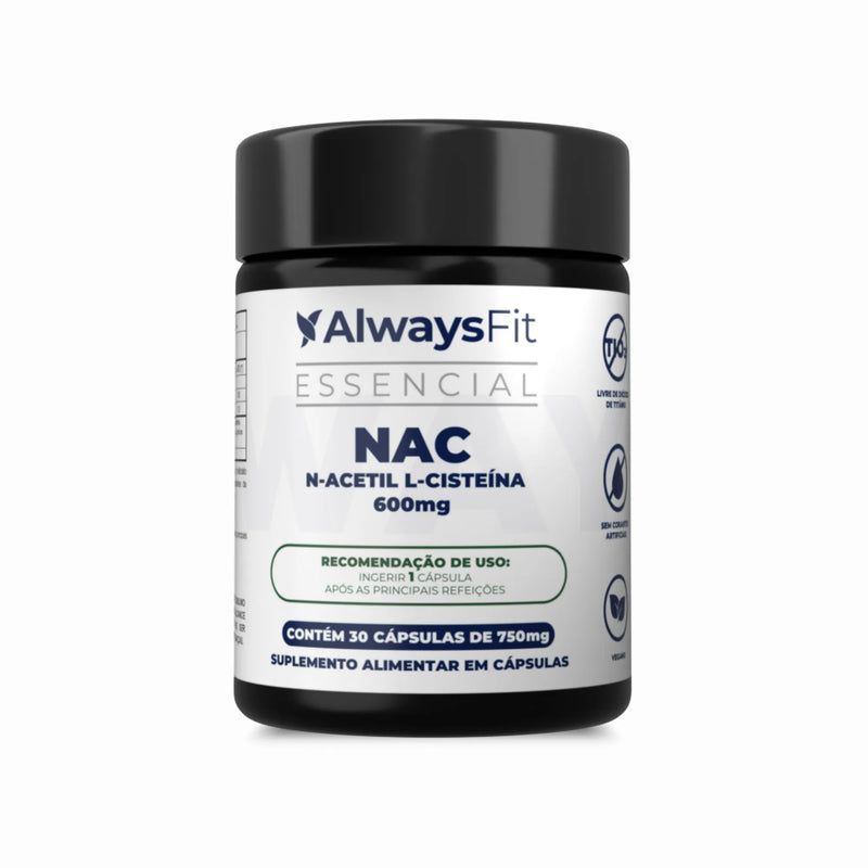 N-Acetil L-Cisteína NAC - 600mg - Precursor da Glutationa - 30 Cápsulas