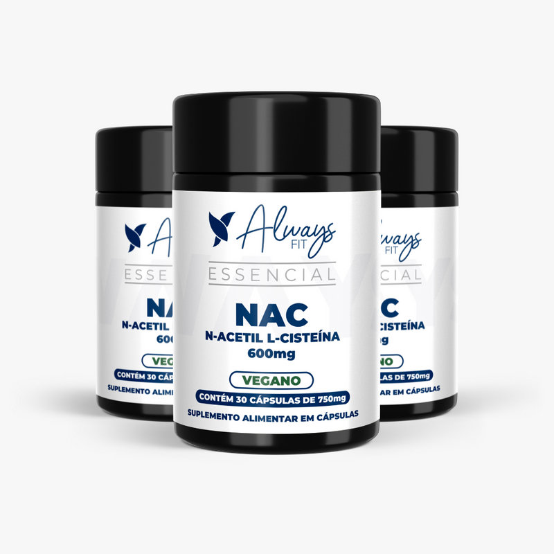 N-Acetil L-Cisteína NAC - 600mg - Precursor da Glutationa - 30 Cápsulas