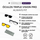Óculos Triple Vision Pro - Bloqueador de Luz Azul com Lentes Amarela, Polarizada e Transparente Masculino