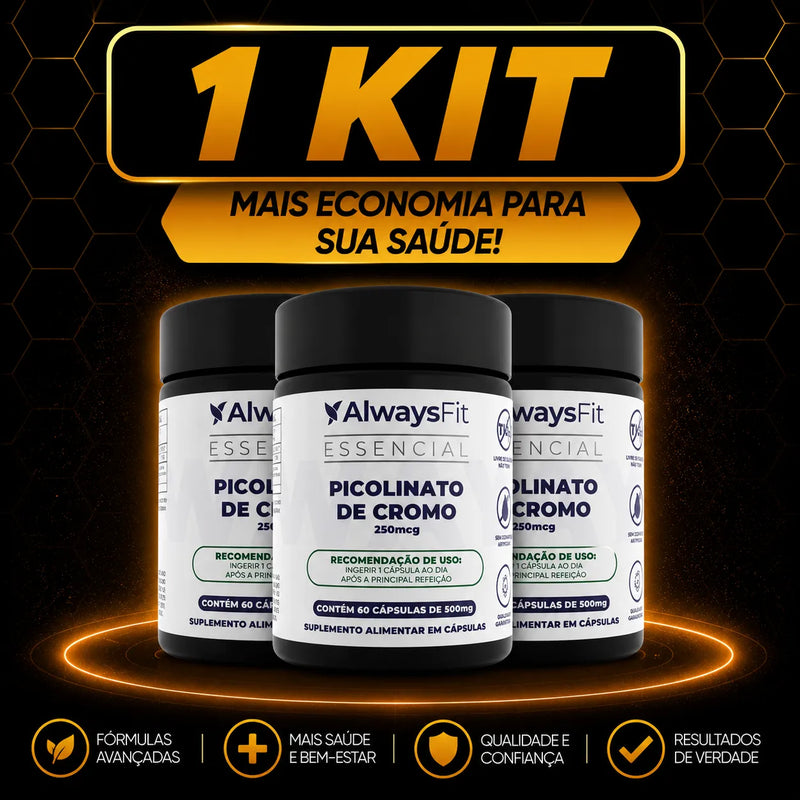 Kit 3 Picolinato de Cromo com 250mcg Dose Máxima