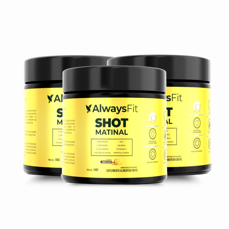 Shot Matinal Always Fit - Blend exclusivo Sabor Abacaxi com Curcumina, Glutamina, NAC, Vinagre de Maçã, Própolis Verde, Vit. C e +