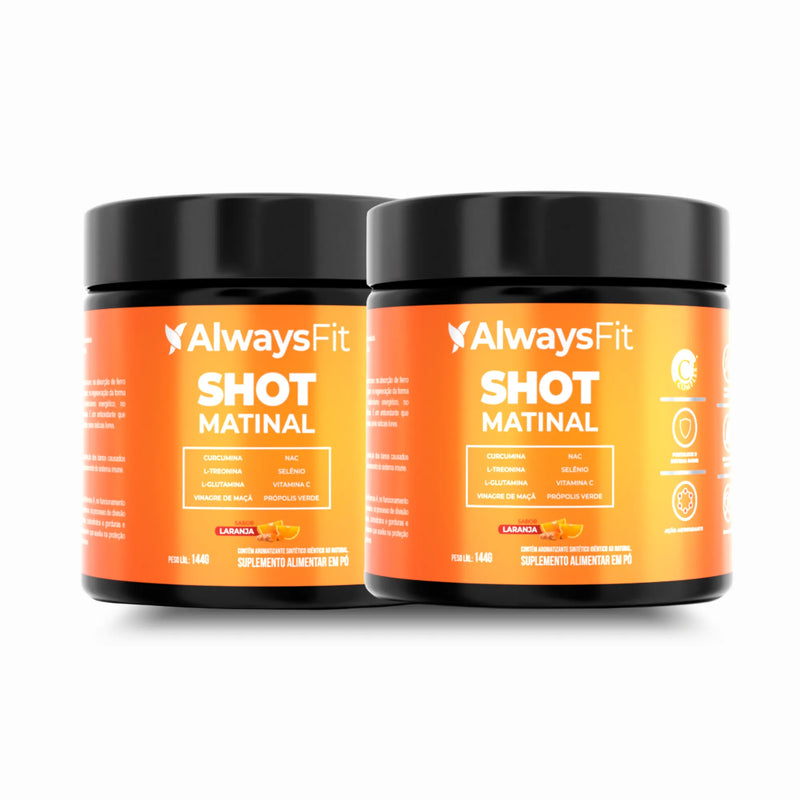 Shot Matinal Always Fit - Blend exclusivo de Curcumina, sabor Laranja, Glutamina, NAC, Vinagre de Maçã, Própolis Verde, Vit. C e +