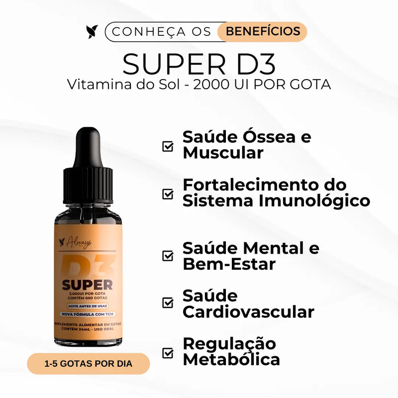 Super Vitamina D3 - 2.000ui por gota Ação Sublingual com TCM
