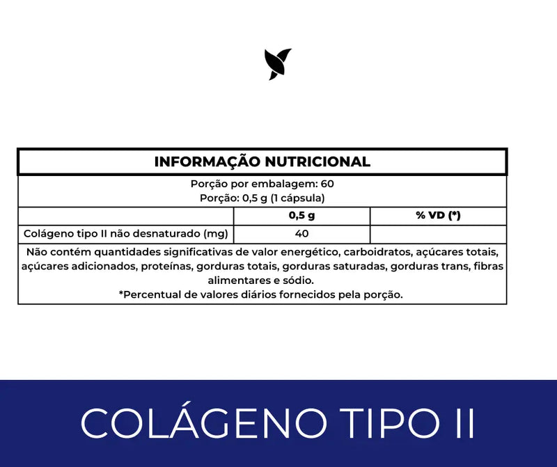 Colágeno Tipo II 40mg Articulações e Cartilagem - 60 Cápsulas