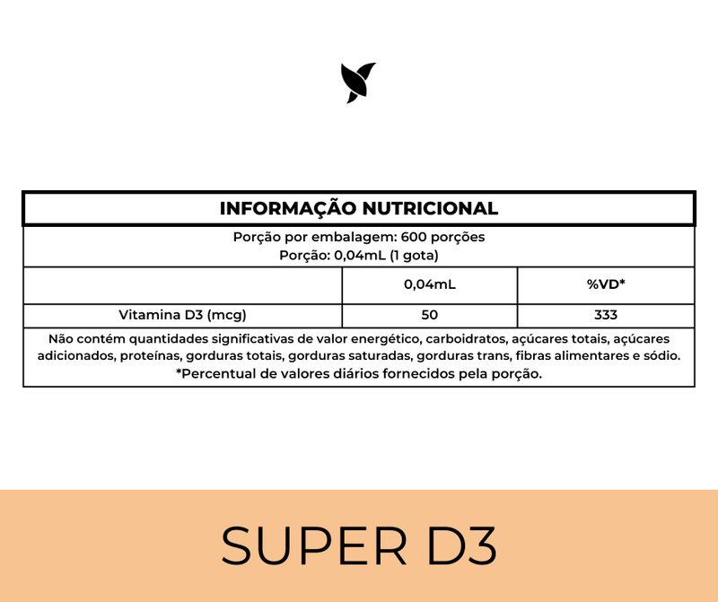 Super Vitamina D3 - 2.000ui por gota Ação Sublingual com TCM