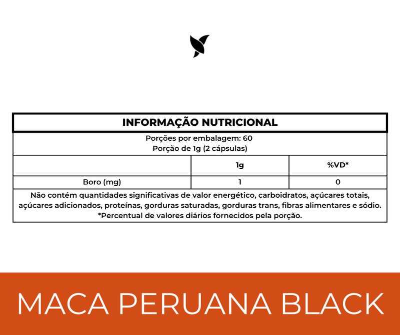 Maca Peruana Black(Negra) com Boro - Vitalidade e Disposição - 120 Cápsulas