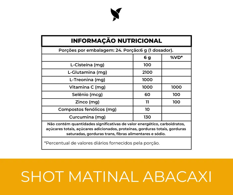 Shot Matinal Always Fit - Blend exclusivo Sabor Abacaxi com Curcumina, Glutamina, NAC, Vinagre de Maçã, Própolis Verde, Vit. C e +
