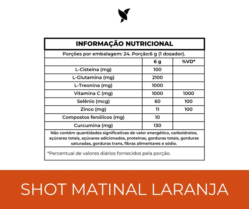 Shot Matinal Always Fit - Blend exclusivo de Curcumina, sabor Laranja, Glutamina, NAC, Vinagre de Maçã, Própolis Verde, Vit. C e +