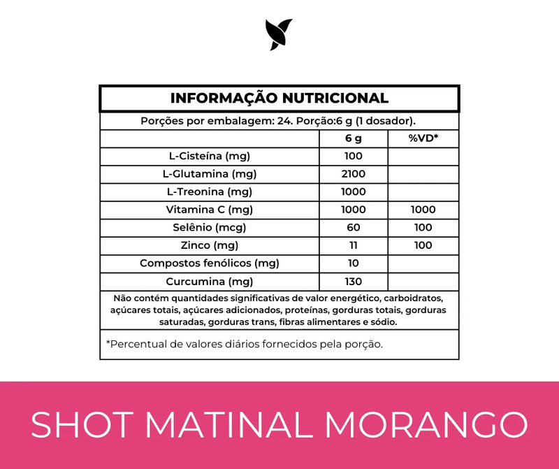 Shot Matinal Always Fit - Blend exclusivo Sabor Morango com Curcumina, Glutamina, NAC, Vinagre de Maçã, Própolis Verde, Vit. C e +
