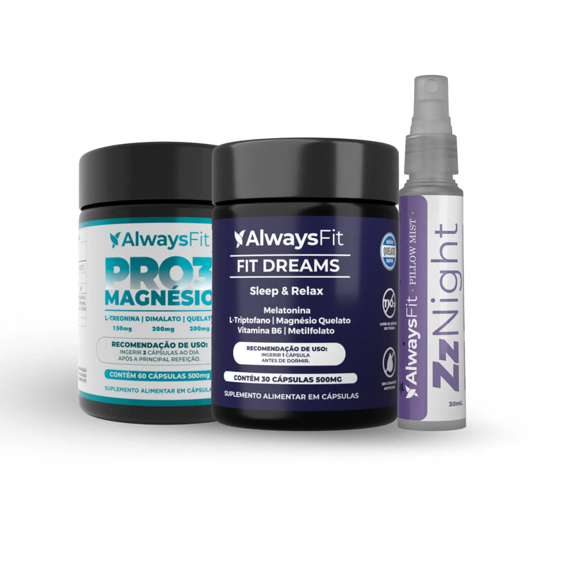 Kit dos Sonhos Always Fit – Pro3 Magnésio + FitDreams + ZzNight Pillow Mist