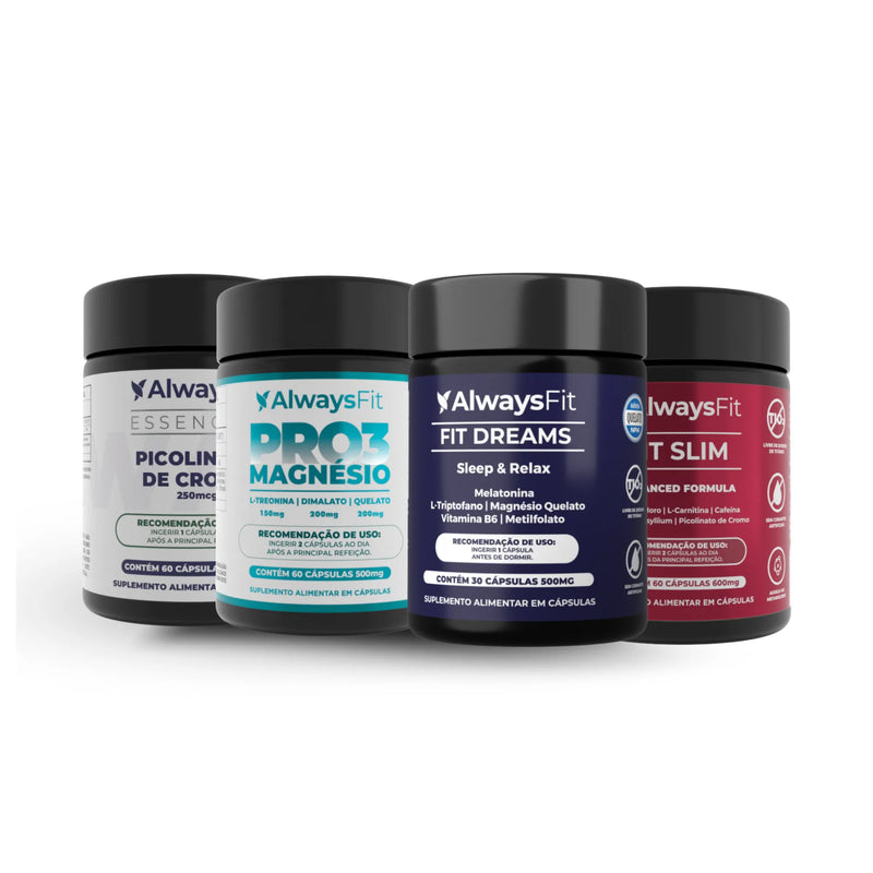Kit Always Fit –   FitDreams + PRO3 Magnésio + Fit Slim + Picolinato de Cromo
