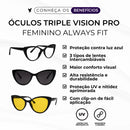 Óculos Triple Vision Pro - Bloqueador de Luz Azul com Lentes Amarela, Polarizada e Transparente Feminino